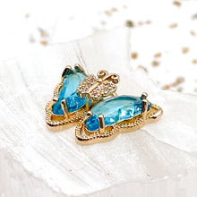 Load image into Gallery viewer, Sky Blue Micro Pave Cubic Zirconia Butterfly Charm
