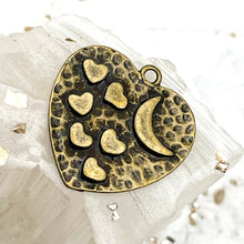 Load image into Gallery viewer, Antique Bronze Hammered Moonlight Love Pendant

