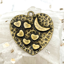 Load image into Gallery viewer, Antique Bronze Hammered Moonlight Love Pendant
