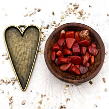 Load image into Gallery viewer, Antique Brass Plated Heart with Red Jasper Stones
