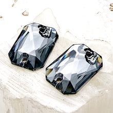 Load image into Gallery viewer, Pre Order Emerald Cut Sew-on Stone Crystal Silver Night Pair
