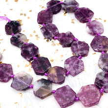 Load image into Gallery viewer, Lepidolite Hexagon Gemstone Bead Strand
