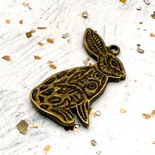 Load image into Gallery viewer, Antique Brass Bunny Charm
