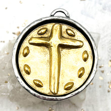 Load image into Gallery viewer, Mixed Metal Cross Coin Pendant
