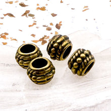 Load image into Gallery viewer, Large Hole Antique Brass Bead Set (4pcs)
