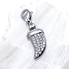 Load image into Gallery viewer, Rhinestone Pave Rhodium Tusk Charm with Lobster Clasp - Paris Find
