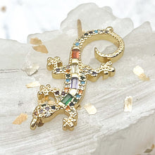 Load image into Gallery viewer, Jeweled Golden Lizard Charm
