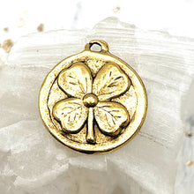 Load image into Gallery viewer, Pre-Order Antique Gold 4-Leaf Clover &amp; Heart Charm

