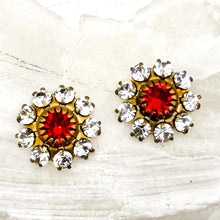 Load image into Gallery viewer, Gold-Plated Red Flower Pair - 2pcs
