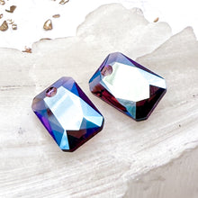 Load image into Gallery viewer, 11.5mm Amethyst Shimmer Austrian Crystal Emerald Cut Pendant - 2pcs
