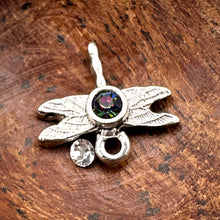 Load image into Gallery viewer, Antique Silver Tiny Dragonfly Bezel Charm
