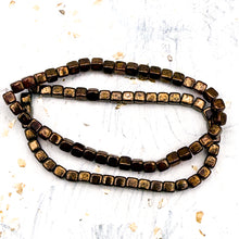 Load image into Gallery viewer, 4mm Ruby Red Cube Bead with a Gold Finish
