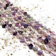 Load image into Gallery viewer, Flourite Faceted Coin Gemstone Strand
