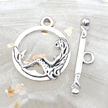 Load image into Gallery viewer, Tibetan Style Antique Silver Ring With Mermaid Toggle Clasp
