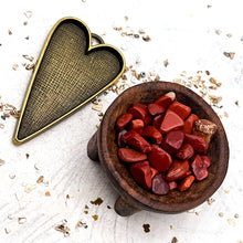 Load image into Gallery viewer, Antique Brass Plated Heart with Red Jasper Stones
