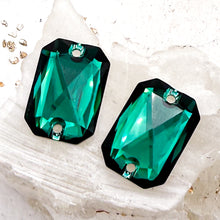 Load image into Gallery viewer, Pre Order Emerald Cut Sew-on Stone Emerald Pair
