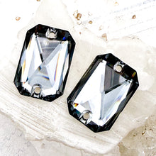 Load image into Gallery viewer, Pre Order Emerald Cut Sew-on Stone Crystal Silver Night Pair
