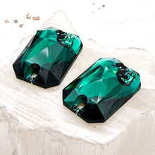 Load image into Gallery viewer, Pre Order Emerald Cut Sew-on Stone Emerald Pair
