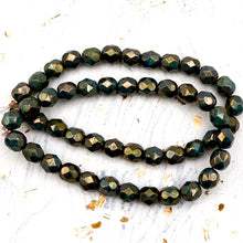 Load image into Gallery viewer, Pre-Order 6mm Green Bronze Faceted Round Fire-Polished Bead Strand
