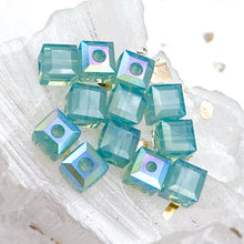 Load image into Gallery viewer, Pre-order 6mm Pacific Opal Shimmer Premium Austrian Crystal Cube Beads - 12pcs

