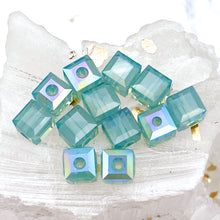 Load image into Gallery viewer, Pre-order 6mm Pacific Opal Shimmer Premium Austrian Crystal Cube Beads - 12pcs
