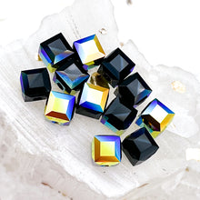 Load image into Gallery viewer, 6mm Jet Aurore Boreale B Premium Austrian Crystal Cube Beads - 12pcs

