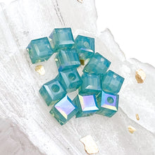 Load image into Gallery viewer, 4mm Pacific Opal Shimmer B Premium Austrian Crystal Cube Beads - 12pcs
