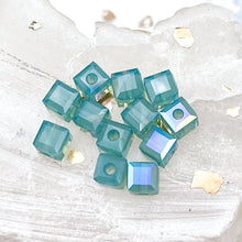 Load image into Gallery viewer, 4mm Pacific Opal Shimmer B Premium Austrian Crystal Cube Beads - 12pcs
