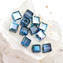 Load image into Gallery viewer, 6mm Denim Blue Aurore Boreale B Premium Austrian Crystal Cube Beads - 12pcs
