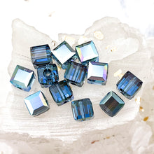 Load image into Gallery viewer, 6mm Denim Blue Aurore Boreale B Premium Austrian Crystal Cube Beads - 12pcs
