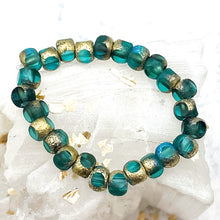 Load image into Gallery viewer, 5mm Trica Sea Green with Etched, Gold, and AB Finishes
