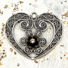 Load image into Gallery viewer, Pre-Order Large Antique Silver Blooming Heart Roulette Pendant
