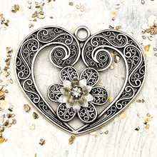 Load image into Gallery viewer, Pre-Order Large Antique Silver Blooming Heart Roulette Pendant
