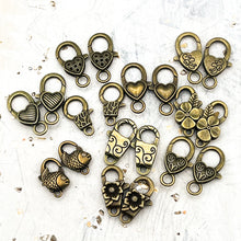 Load image into Gallery viewer, Antique Brass-Plated Design Clasp Pairs - 10 Pairs

