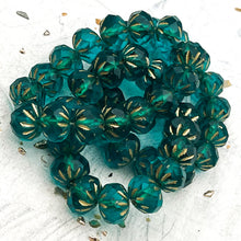 Load image into Gallery viewer, 7x10mm Cruller Teal with an Etched Finish and Gold Wash
