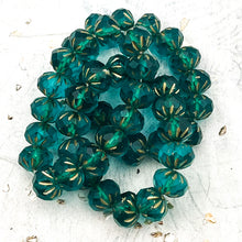 Load image into Gallery viewer, 7x10mm Cruller Teal with an Etched Finish and Gold Wash
