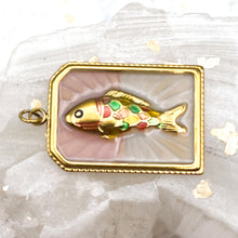 Load image into Gallery viewer, 18K Gold Plated Rectangle With Fish Charm
