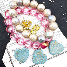 Load image into Gallery viewer, Pre-Order Czech Heart Mix - Pink and Turquoise
