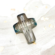 Load image into Gallery viewer, 18mm Iridescent Green Premium Crystal Cross Bead
