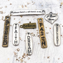 Load image into Gallery viewer, Silver and Brass Inspirational Quotes Charm Destash - 8pcs

