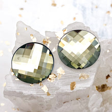 Load image into Gallery viewer, 20mm Golden Sage Checkerboard Crystal Flatback Pair
