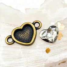 Load image into Gallery viewer, Gold Patina and Brass Premium Austrian Crystal Heart Link
