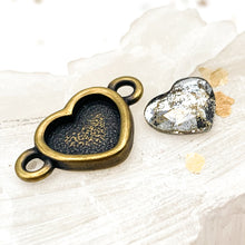 Load image into Gallery viewer, Gold Patina and Brass Premium Austrian Crystal Heart Link
