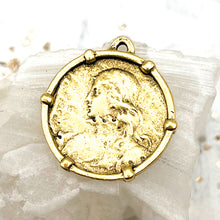 Load image into Gallery viewer, Antique Gold Joan of Arc Medal with Frame
