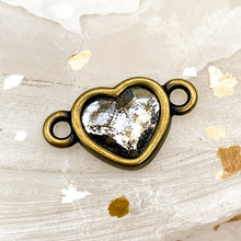 Load image into Gallery viewer, Gold Patina and Brass Premium Austrian Crystal Heart Link

