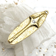 Load image into Gallery viewer, Antique Gold Elongated Cross with Crystal Pendant
