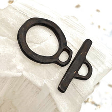 Load image into Gallery viewer, Medium Oxidized Hammered Toggle Clasp
