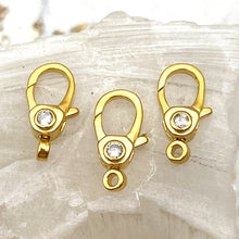 Load image into Gallery viewer, Antique Gold Medium Rhinestone Encrusted Lobster Clasp with Swivel Ring
