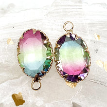 Load image into Gallery viewer, 19mm Oval Spring Ombre Glass with Brass Charm Pair
