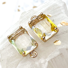 Load image into Gallery viewer, Faceted Light Khaki Transparent Glass Rectangle Pendant
